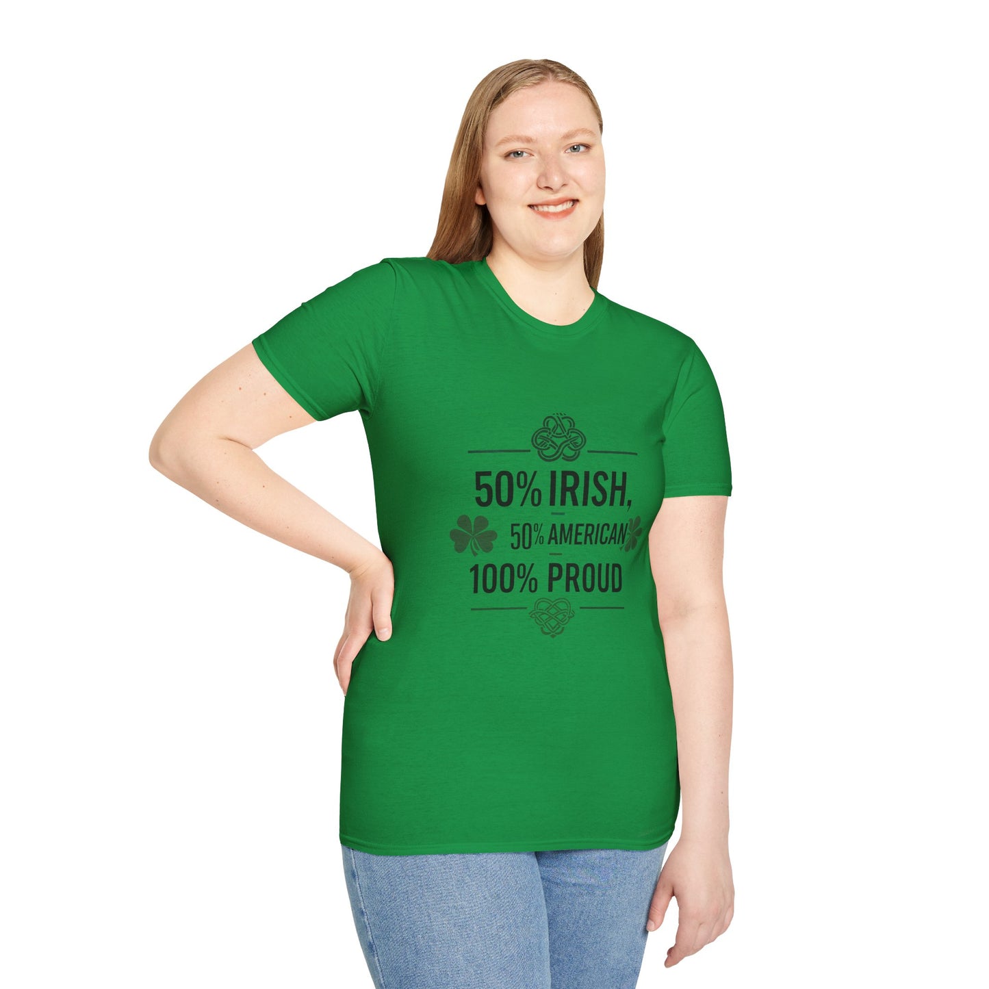 50% Irish, 50% American, 100% Proud T-Shirt - Perfect for St. Patrick's Day Celebrations