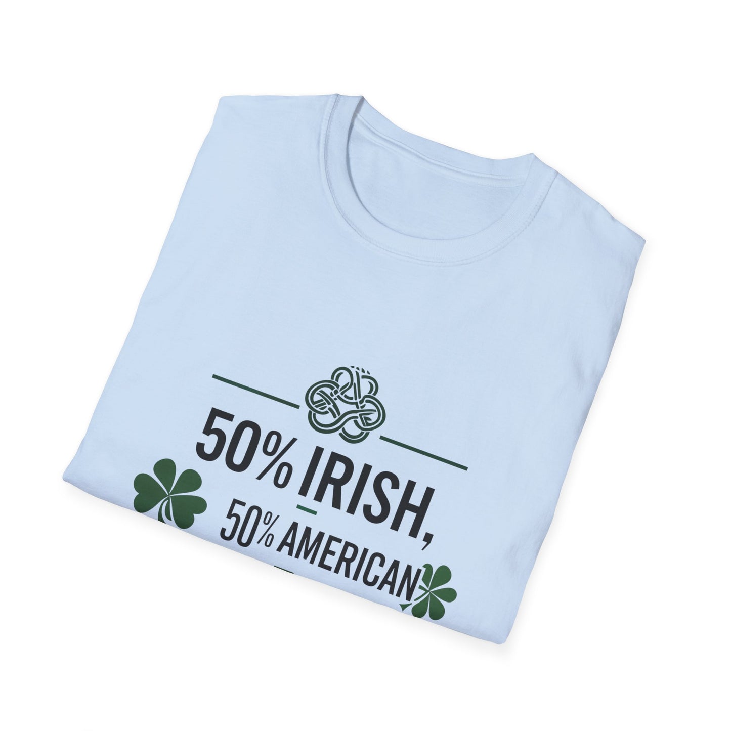 50% Irish, 50% American, 100% Proud T-Shirt - Perfect for St. Patrick's Day Celebrations