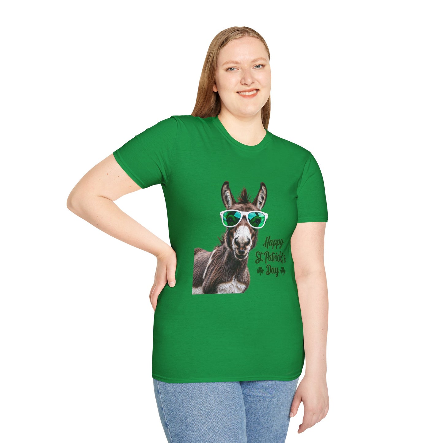 Funny St. Patrick's Day T-Shirt - "Happy St. Patrick's Day" with Donkey Design