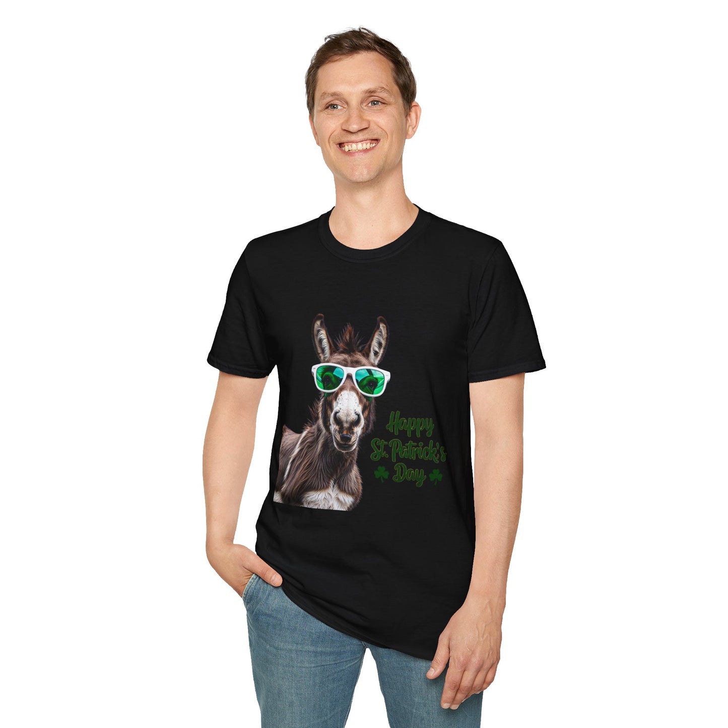 Funny St. Patrick's Day T-Shirt - "Happy St. Patrick's Day" with Donkey Design