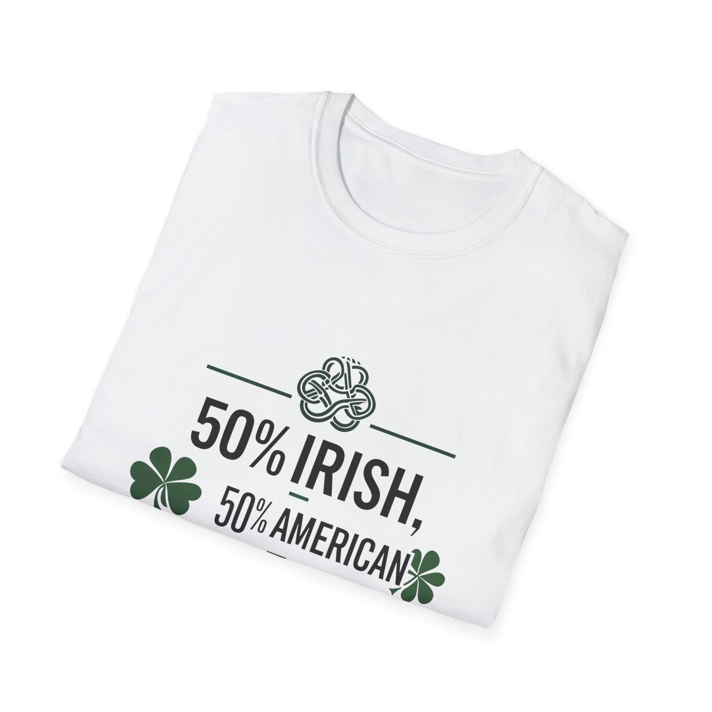 50% Irish, 50% American, 100% Proud T-Shirt - Perfect for St. Patrick's Day Celebrations