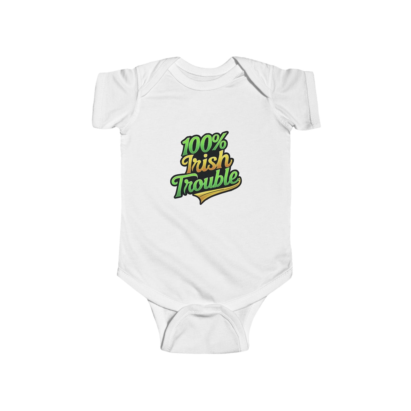 "100% Irish Trouble" Infant Bodysuit - Fun St. Patrick's Day Outfit for Babies